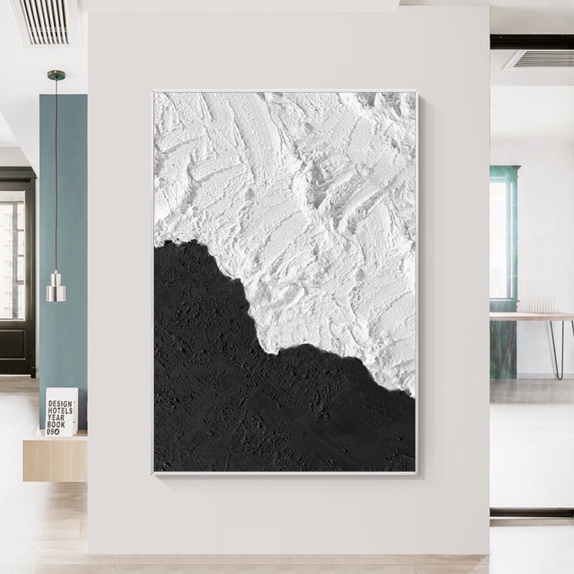 Black and White Waves Painting – Textured Abstract Wall Art – Abstract Painting