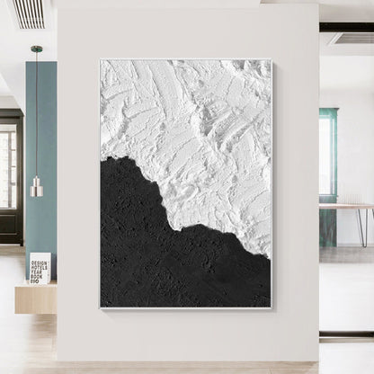 Black and White Waves Painting – Textured Abstract Wall Art – Abstract Painting