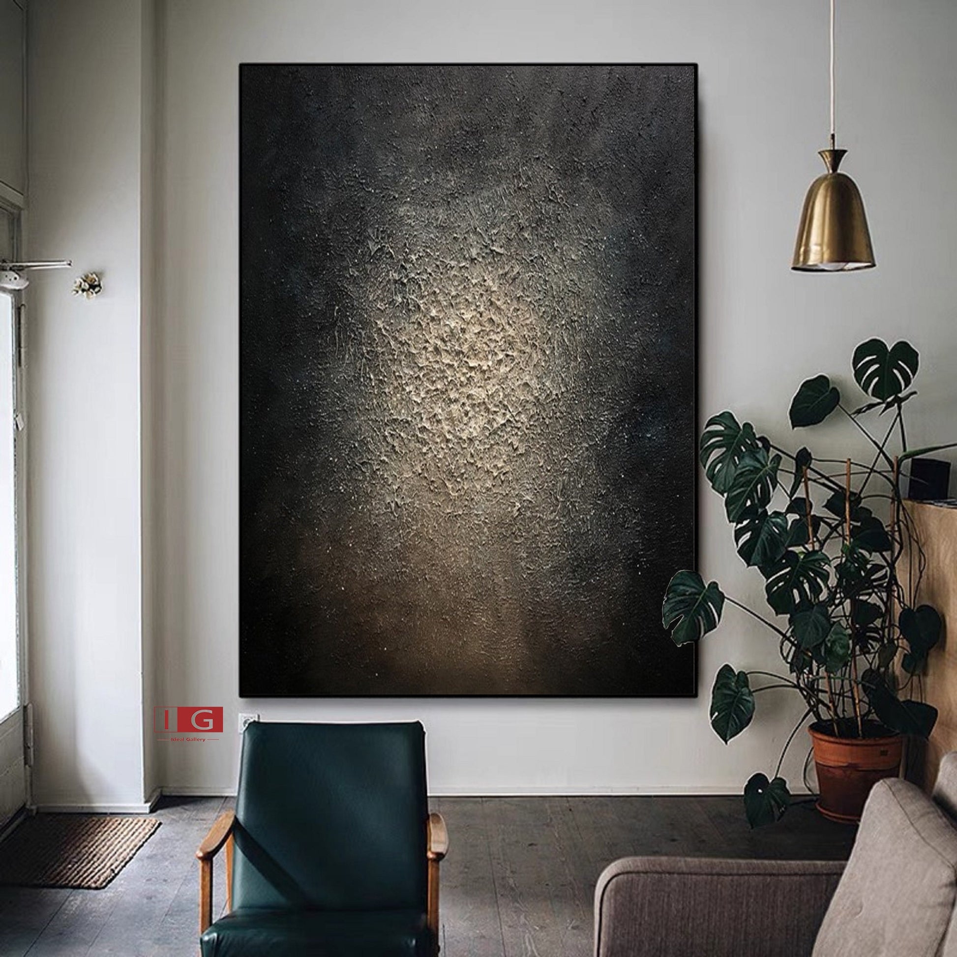 Black and gold abstract art Large Black Abstract Painting Black and gold Wall