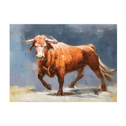 Impressionist Bull Oil Painting on Canvas, Large Original Bull Canvas Wall Art,modern Hand-painted Animal Painting for Living Room Bedroom
