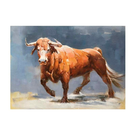 Impressionist Bull Oil Painting on Canvas, Large Original Bull Canvas Wall Art,modern Hand-painted Animal Painting for Living Room Bedroom