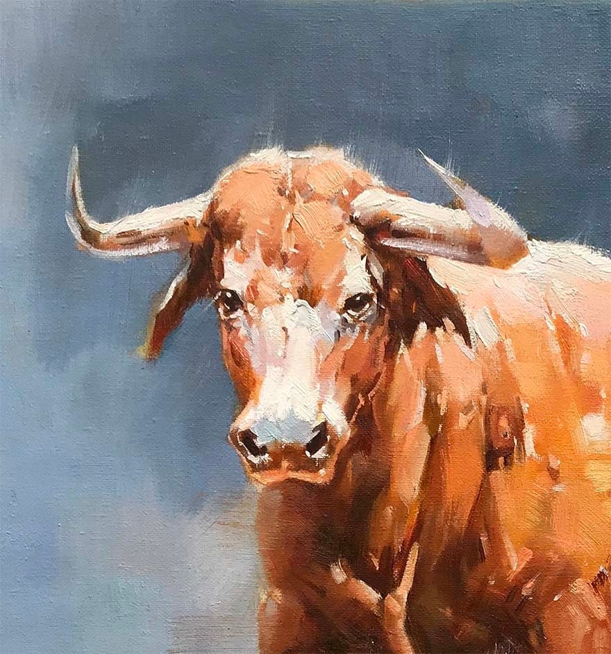 Impressionist Bull Oil Painting on Canvas, Large Original Bull Canvas Wall Art,modern Hand-painted Animal Painting for Living Room Bedroom