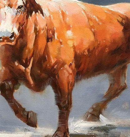 Impressionist Bull Oil Painting on Canvas, Large Original Bull Canvas Wall Art,modern Hand-painted Animal Painting for Living Room Bedroom