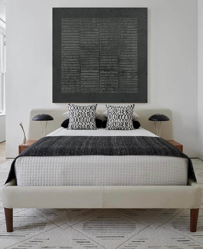 Wabi Sabi Wall Art Grey Textured Abstract Canvas Painting for Living Room Minimal Decor