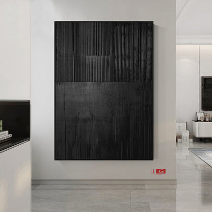 Large Black Abstract Textured Painting – 3D Wall Art Decor – Abstract Painting
