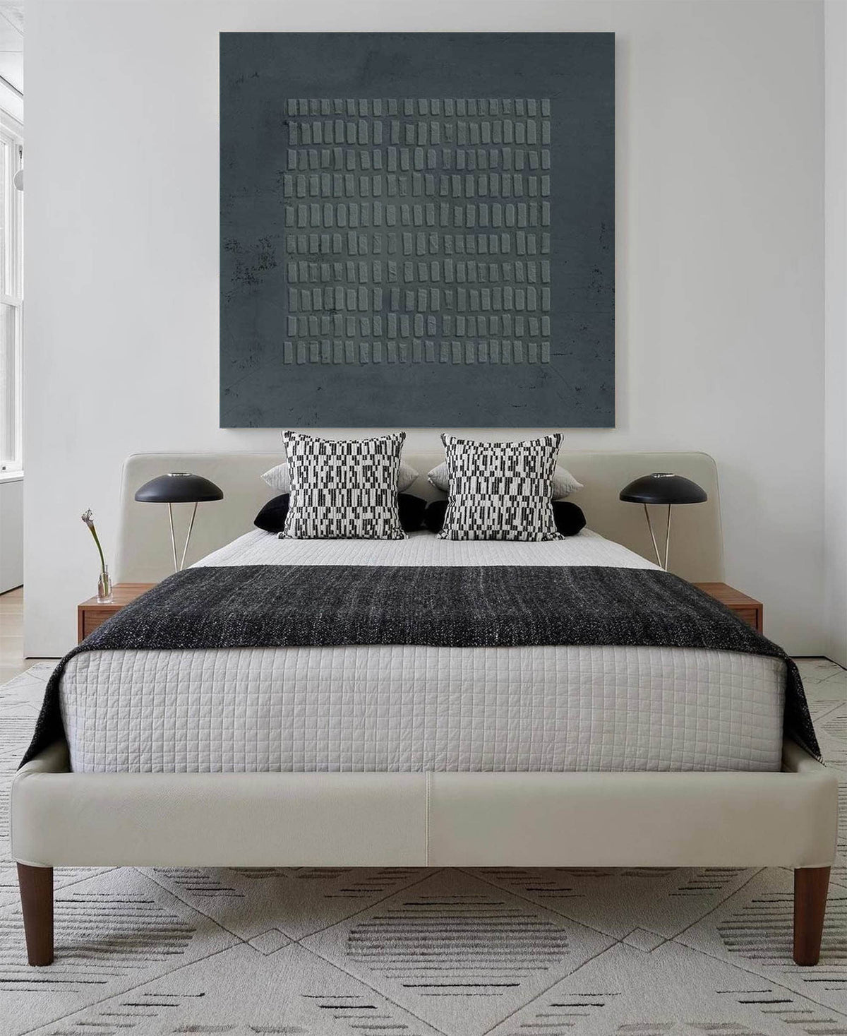 Dark Grey Wabi Sabi Wall Art 3D Block Texture Canvas for Living Room Decor