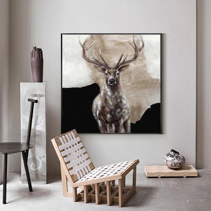 Large Abstract Deer Oil Painting on Canvas, Original Hand-painted Stag Canvas Wall Art, Modern Animal Painting for Living Room, Home Décor