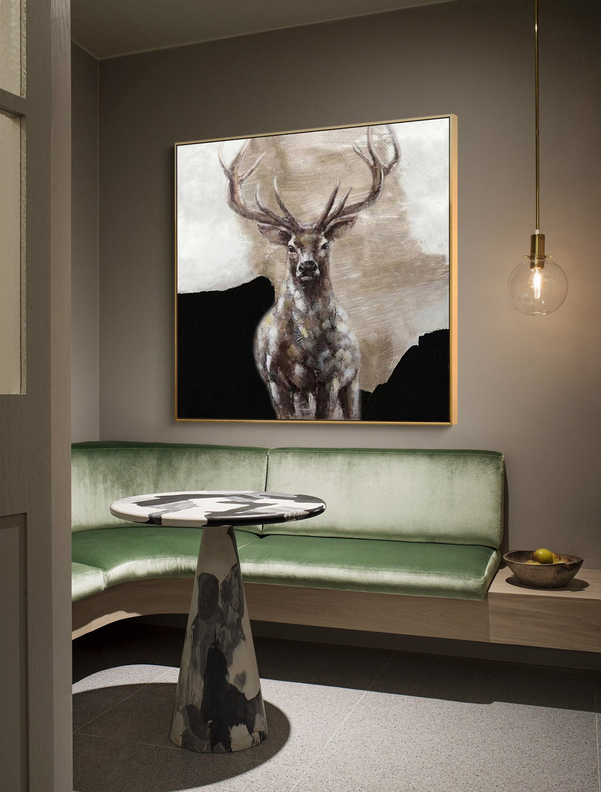 Large Abstract Deer Oil Painting on Canvas, Original Hand-painted Stag Canvas Wall Art, Modern Animal Painting for Living Room, Home Décor