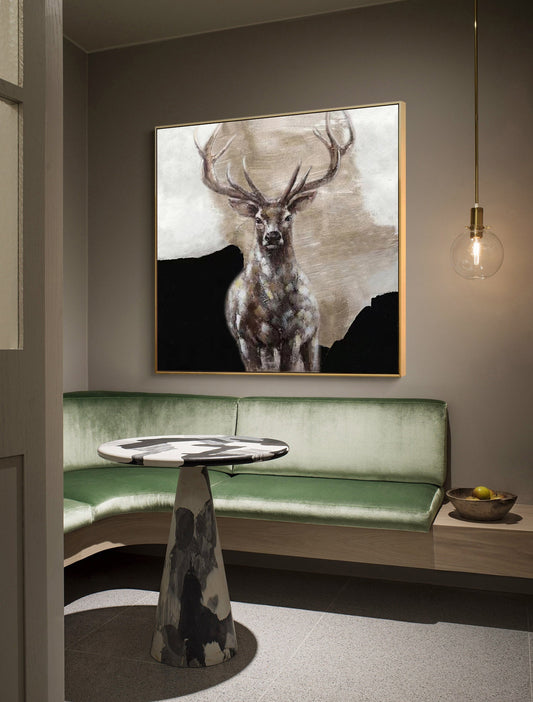 Large Abstract Deer Oil Painting on Canvas, Original Hand-painted Stag Canvas Wall Art, Modern Animal Painting for Living Room, Home Décor