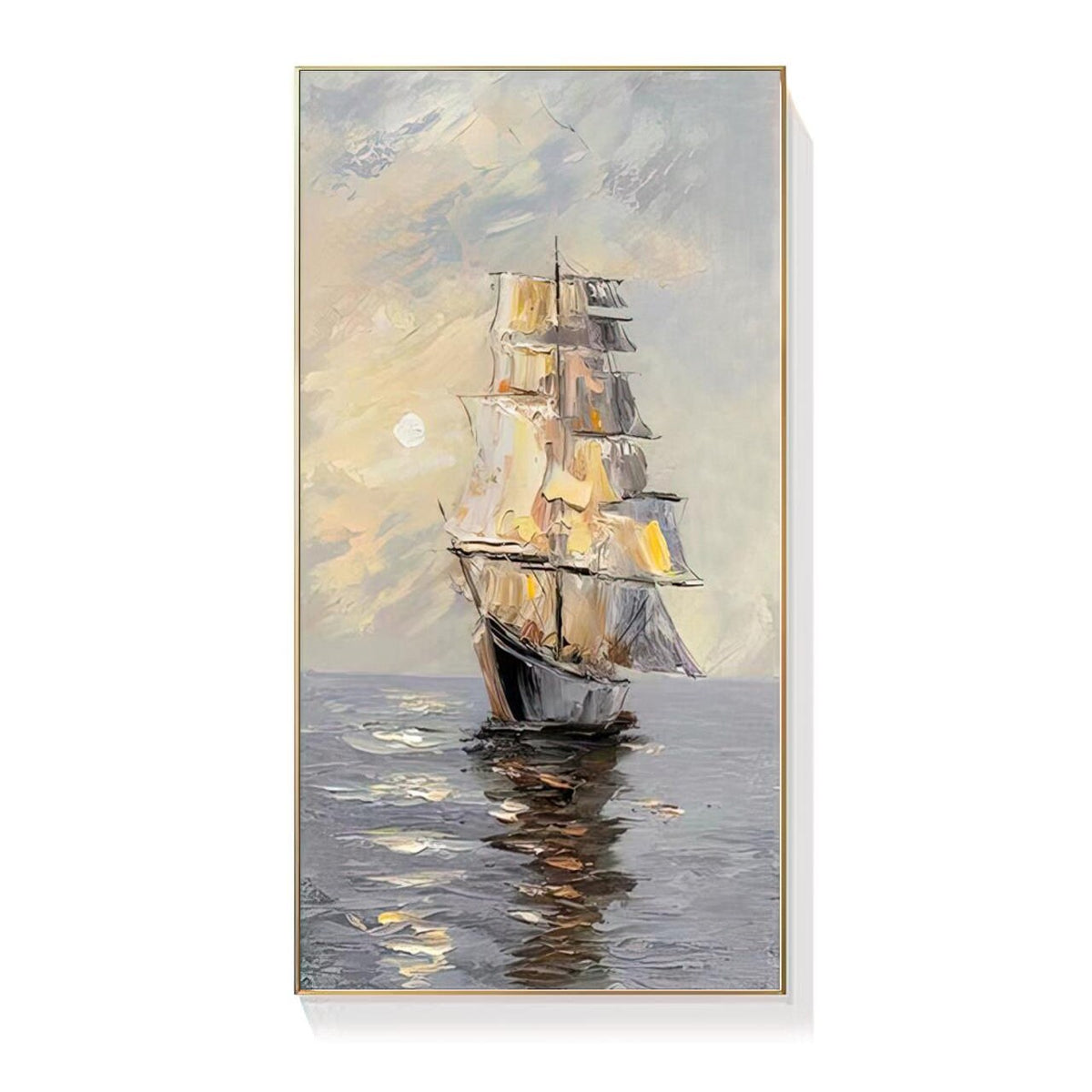 Large Abstract Sailboat Oil Painting on Canvas, Original Seascape Canvas Wall Art, Ocean Painting, Modern Nautical Wall Art for Living Room