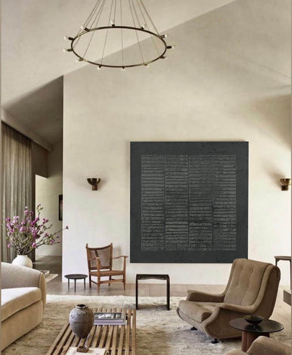 Wabi Sabi Wall Art Grey Textured Abstract Canvas Painting for Living Room Minimal Decor