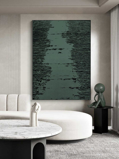 Large Sage Green Abstract Painting – Minimalist Wall Art
