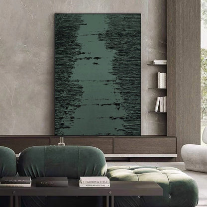Large Sage Green Abstract Painting – Minimalist Wall Art
