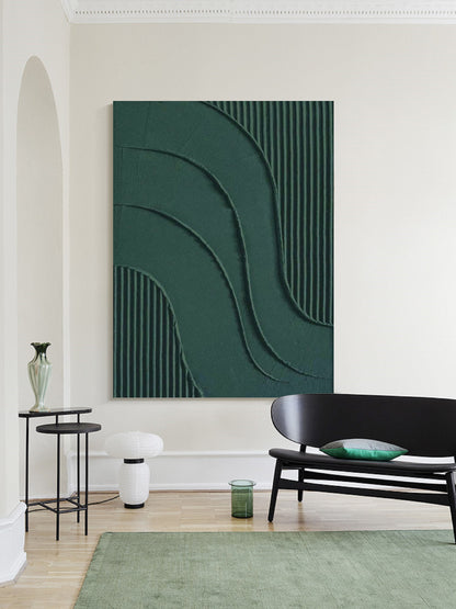 Green Textured Abstract Painting – Large 3D Wall Decor