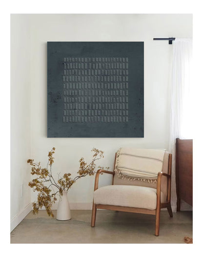 Dark Grey Wabi Sabi Wall Art 3D Block Texture Canvas for Living Room Decor