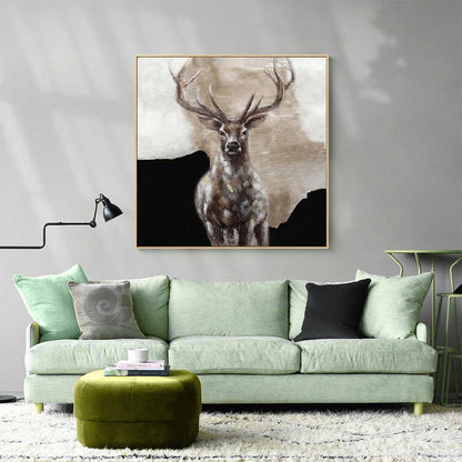 Large Abstract Deer Oil Painting on Canvas, Original Hand-painted Stag Canvas Wall Art, Modern Animal Painting for Living Room, Home Décor