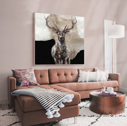 Large Abstract Deer Oil Painting on Canvas, Original Hand-painted Stag Canvas Wall Art, Modern Animal Painting for Living Room, Home Décor