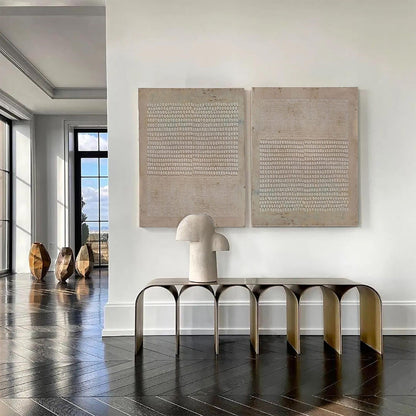 Set of 2 Wabi Sabi Wall Art Brown Textured Canvas Painting Living Room Decor