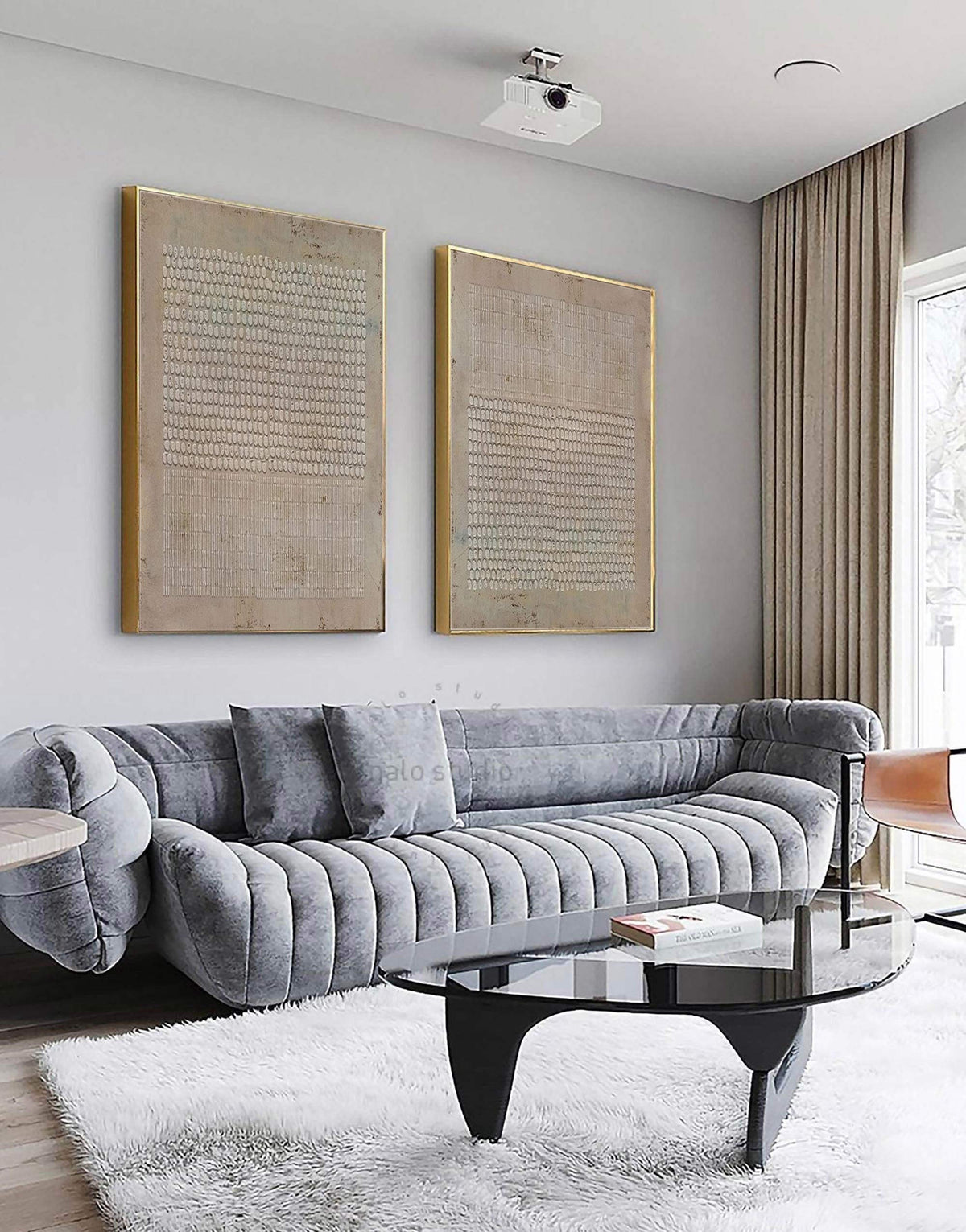 Set of 2 Wabi Sabi Wall Art Brown Textured Canvas Painting Living Room Decor