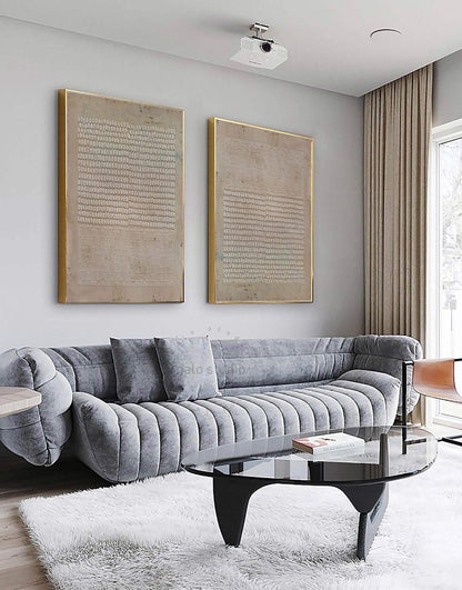 Set of 2 Wabi Sabi Wall Art Brown Textured Canvas Painting Living Room Decor