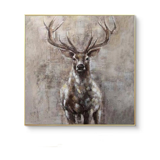 Large Abstract Deer Oil Painting on Canvas, Original Hand-painted Stag Canvas Wall Art, Modern Animal Painting for Living Room Bedroom Décor