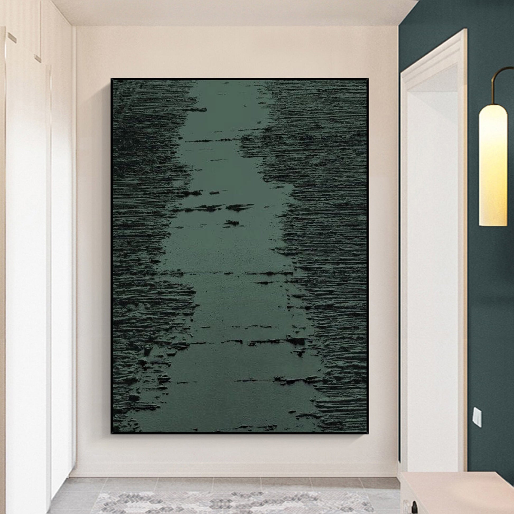 Large Sage Green Abstract Painting – Minimalist Wall Art