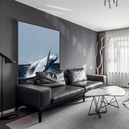 Original Humpback Whale Oil Painting on Canvas, Large Abstract Ocean Canvas Wall Art, Modern Animal Wall Art for Living Room, Bedroom Décor