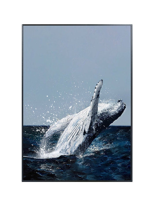 Original Humpback Whale Oil Painting on Canvas, Large Abstract Ocean Canvas Wall Art, Modern Animal Wall Art for Living Room, Bedroom Décor
