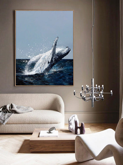 Original Humpback Whale Oil Painting on Canvas, Large Abstract Ocean Canvas Wall Art, Modern Animal Wall Art for Living Room, Bedroom Décor