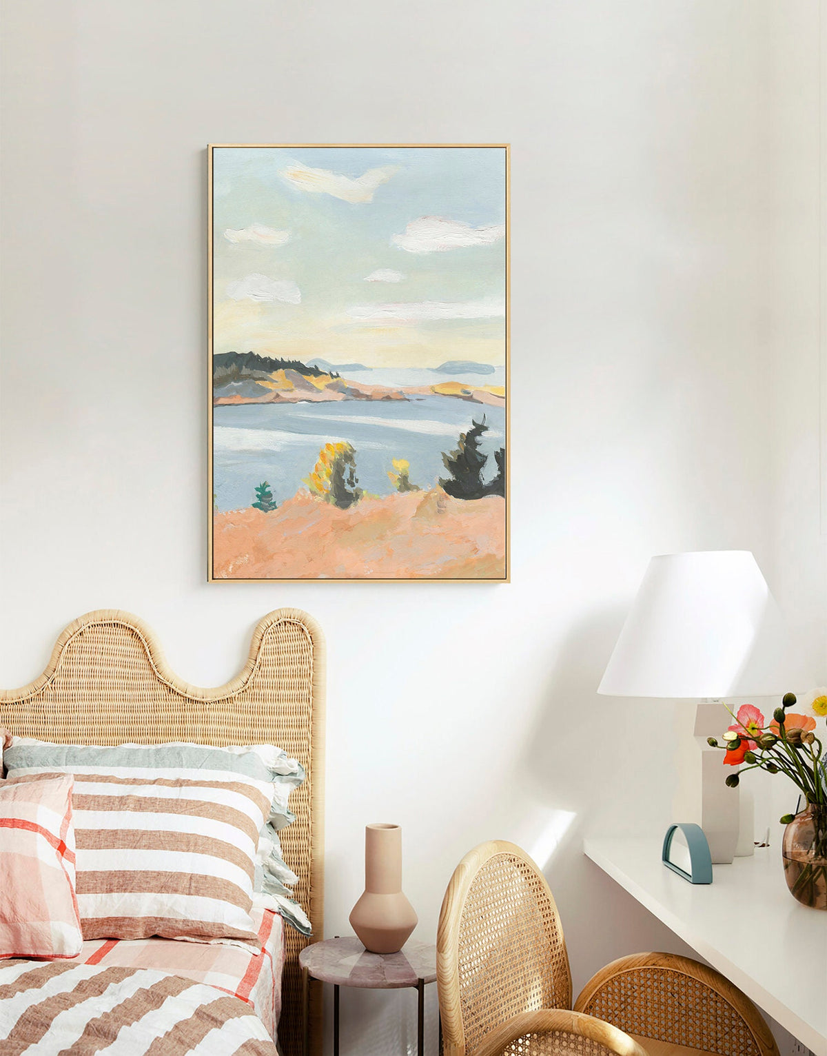Large Abstract Landscape Oil Painting on Canvas, Original Mountain and River Canvas Wall Art, Modern Minimalist Nature Art for Living Room