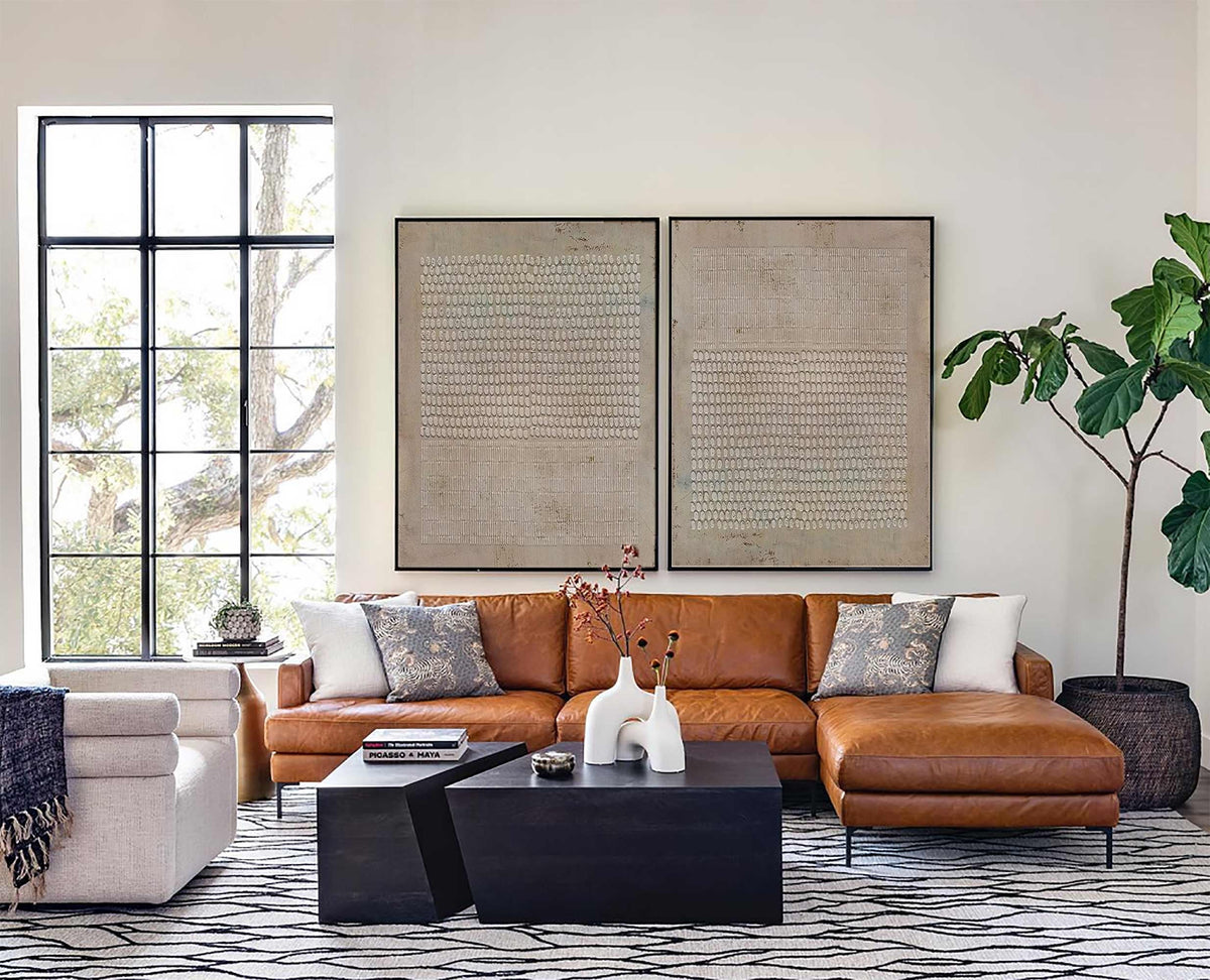 Set of 2 Wabi Sabi Wall Art Brown Textured Canvas Painting Living Room Decor