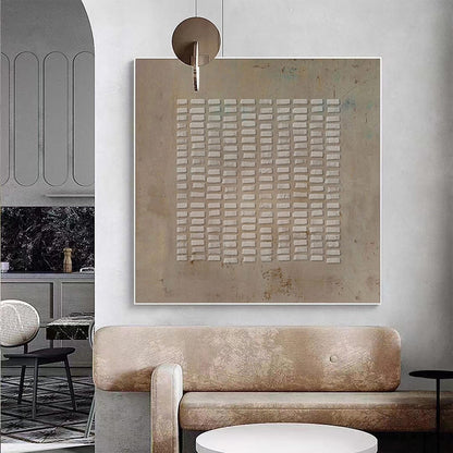 Wabi Sabi Wall Art Brown 3D Block Texture Canvas Painting for Living Room