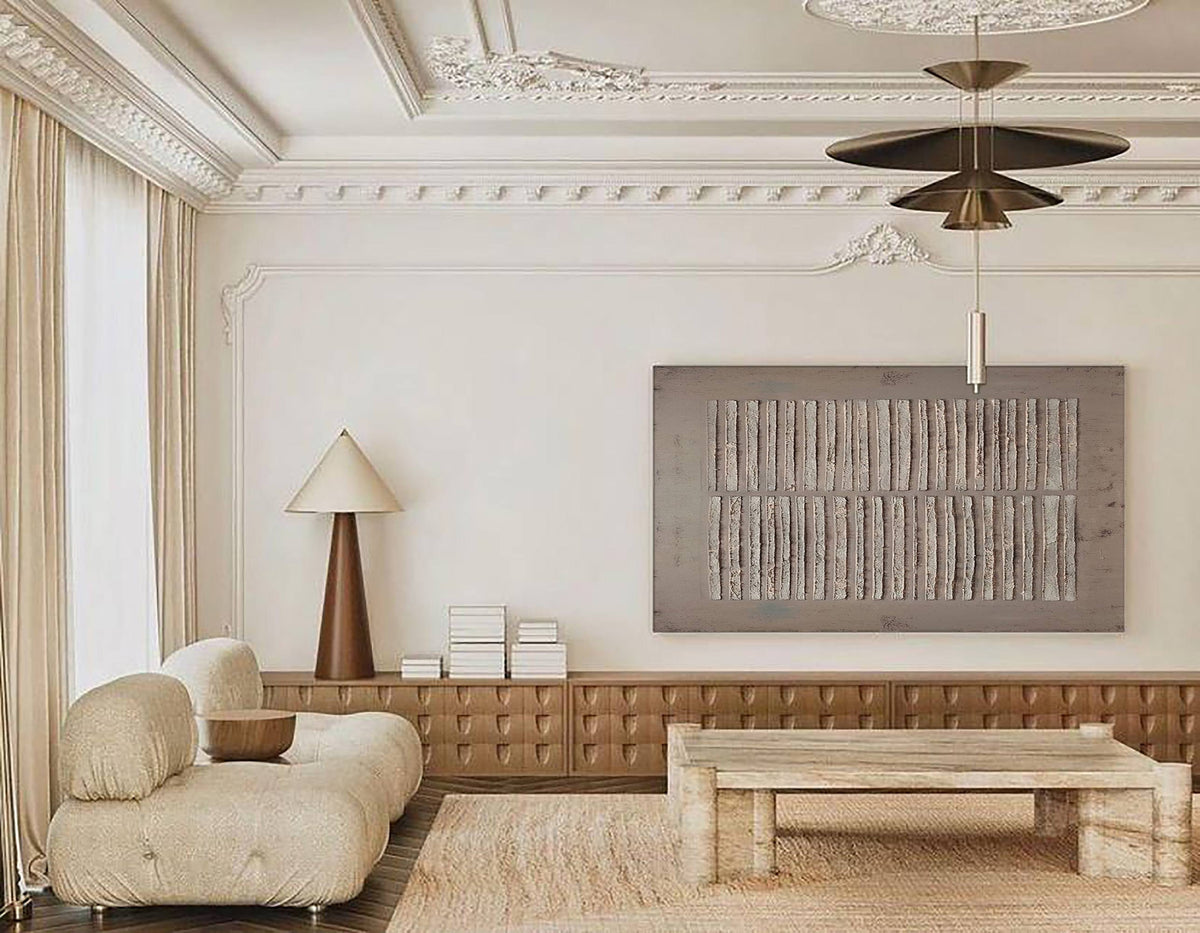 Textured Abstract Wall Art Neutral Wabi Sabi Canvas Painting for Living Room Decor