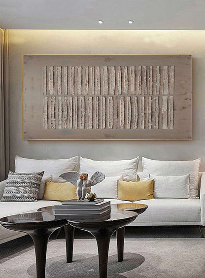Textured Abstract Wall Art Neutral Wabi Sabi Canvas Painting for Living Room Decor