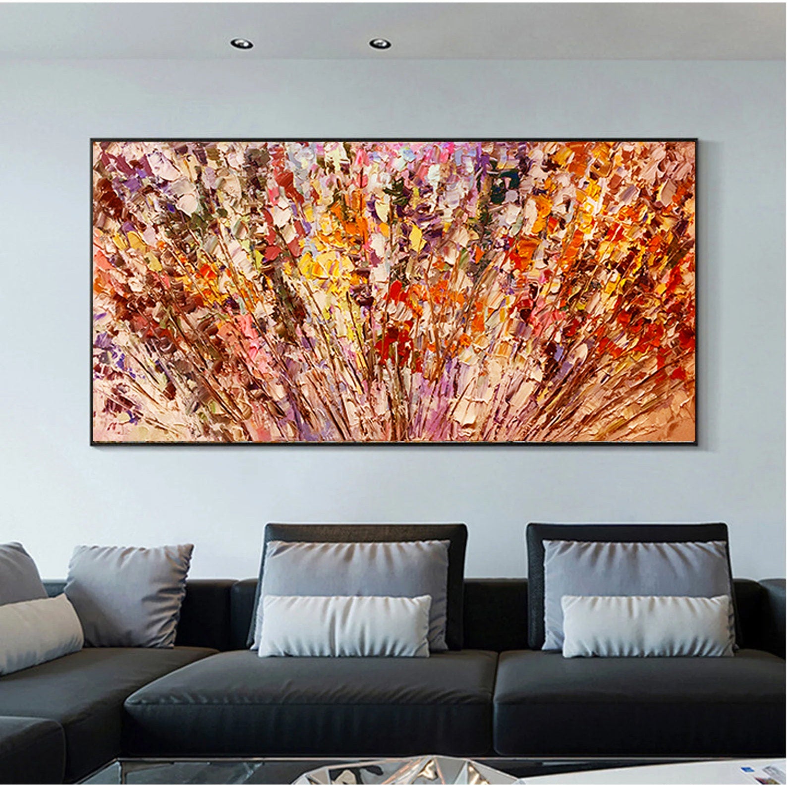 Original – Colorful Floral Wall Art | Abstract Impasto Hand-Painted Oil Painting, view 4