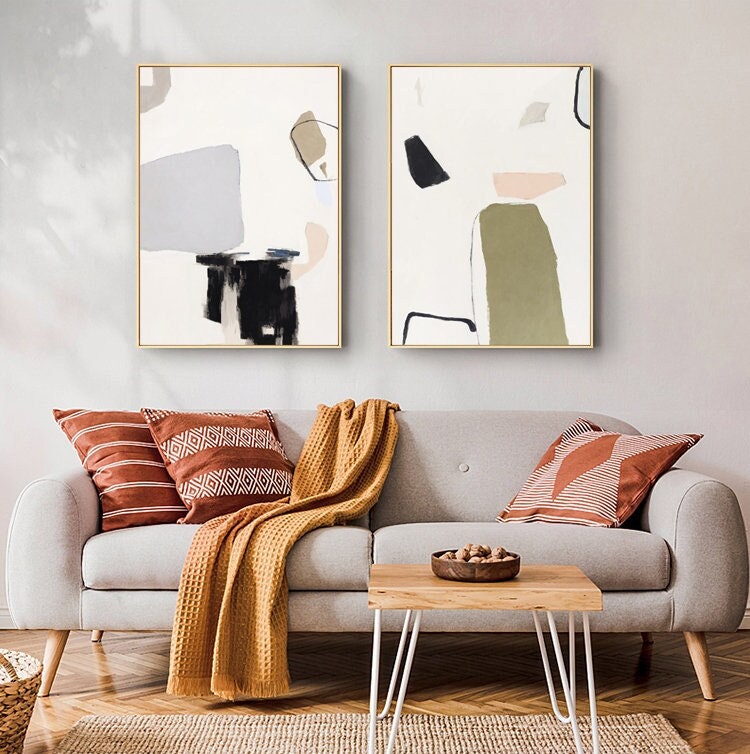 Large Abstract Canvas Wall Art, Original Hand-painted Acrylic Painting on Canvas, Modern Minimalist Wall Art for Living Room, Bedroom Décor