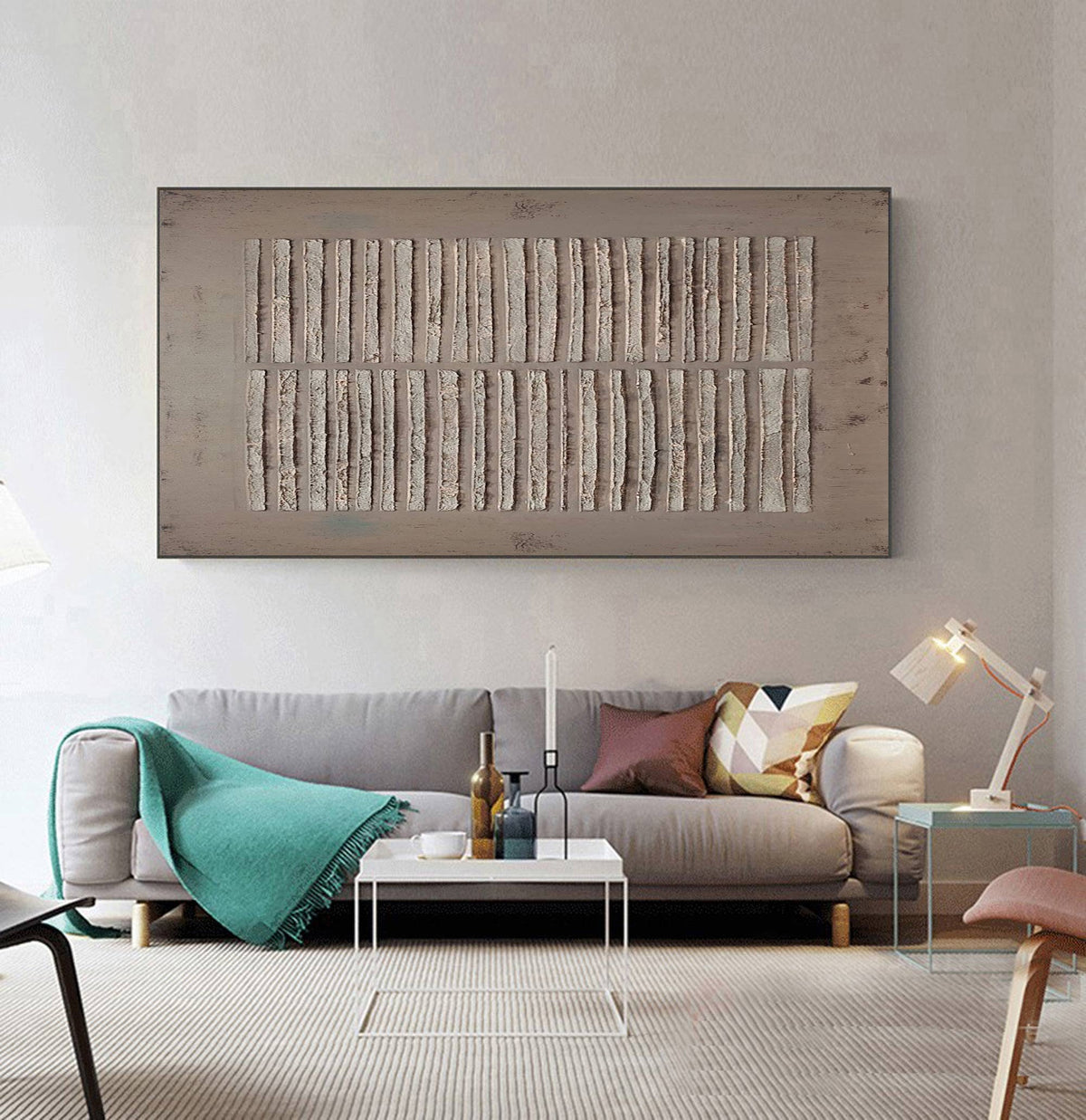Textured Abstract Wall Art Neutral Wabi Sabi Canvas Painting for Living Room Decor
