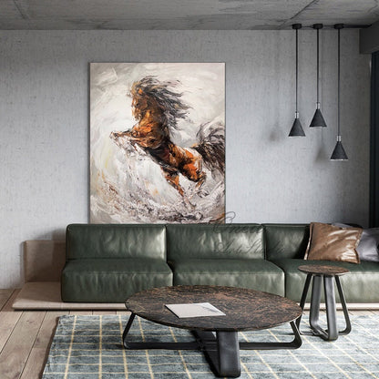 Large Abstract Horse Oil Painting on Canvas, Original Horse Canvas Wall Art, Modern Textured Animal Painting for Living Room, Bedroom Décor
