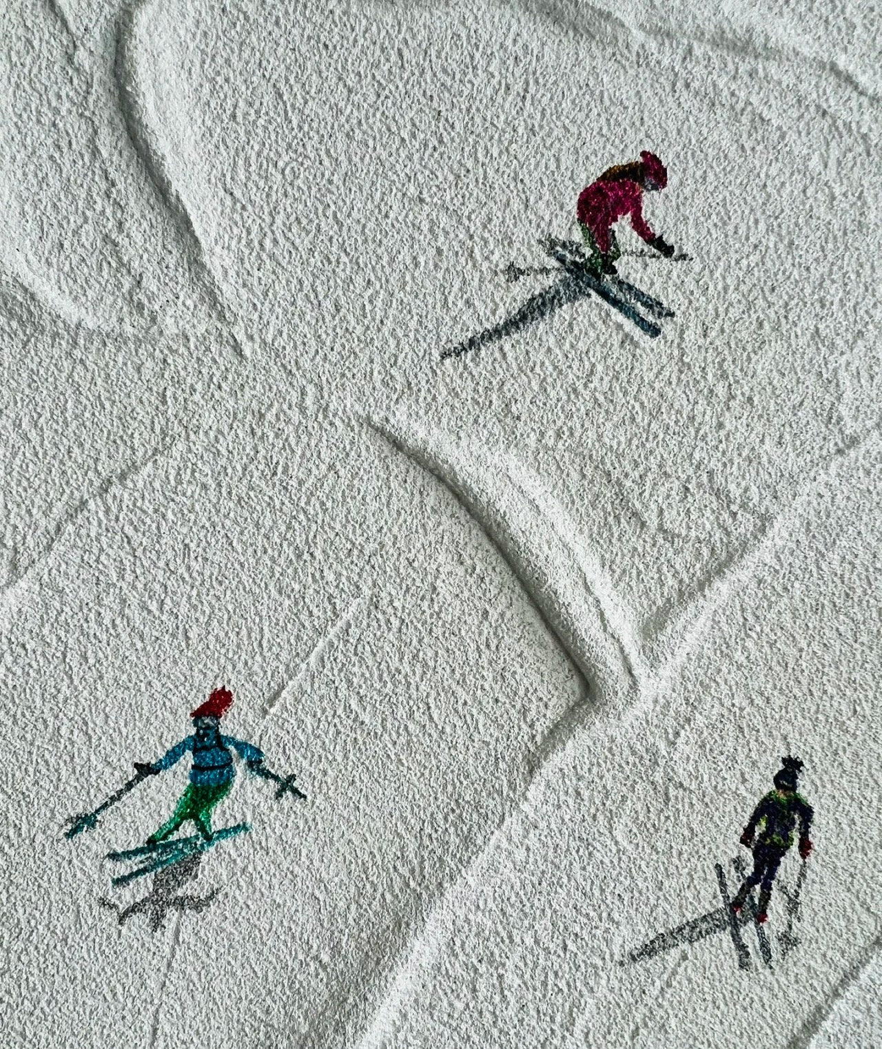 Original Skiing Painting on Canvas, Texture Mountain Art – White Mountain Wall Art | Abstract Oil Painting, view 3