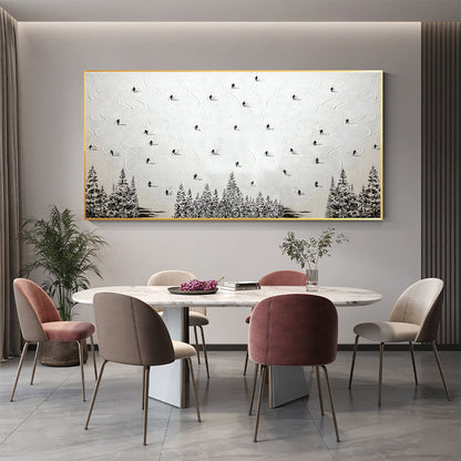 Original Ski Painting on Canvas, Texture Snowy Mountain Art – White Mountain Wall Art | Abstract Oil Painting, view 2