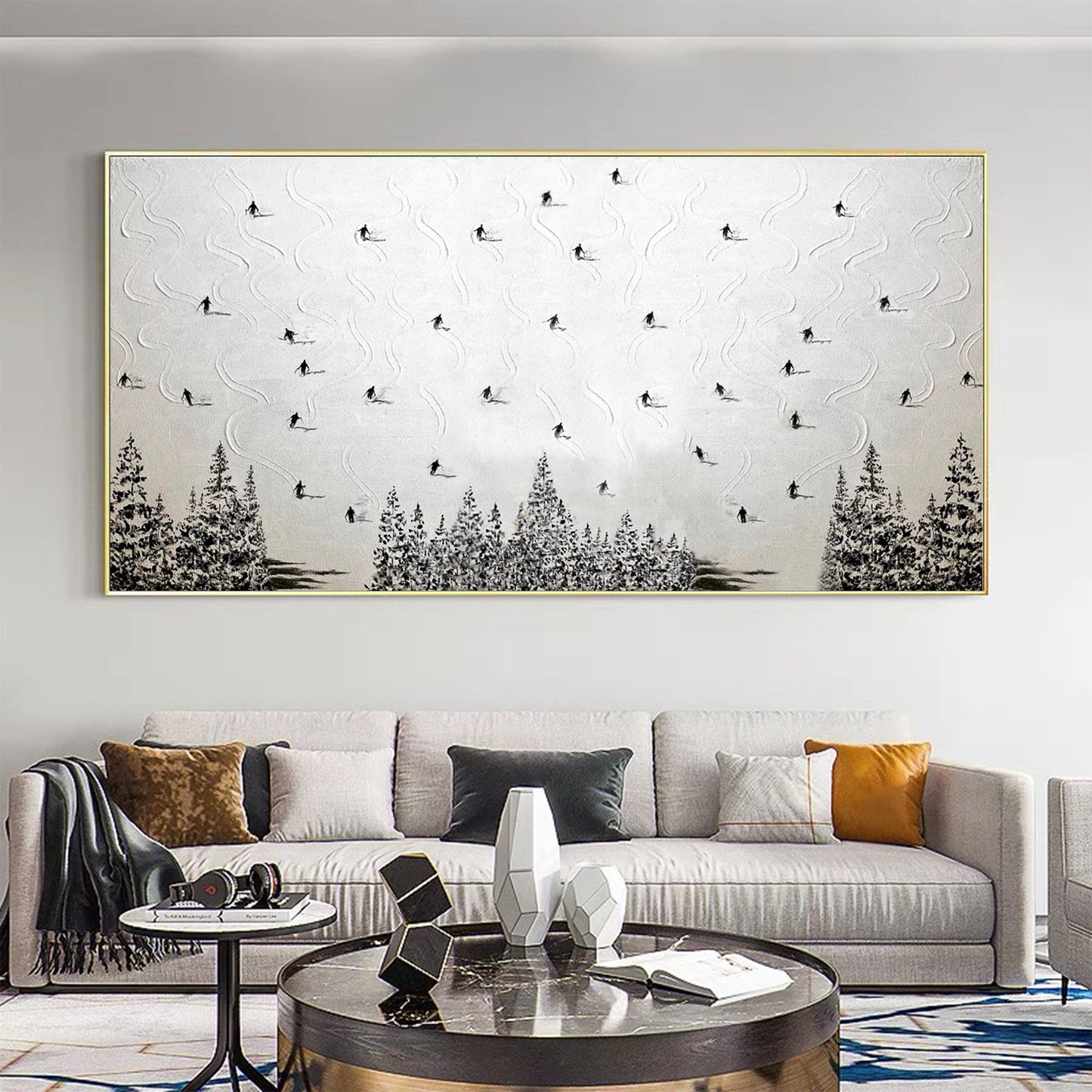 White Abstract Mountain Wall Art