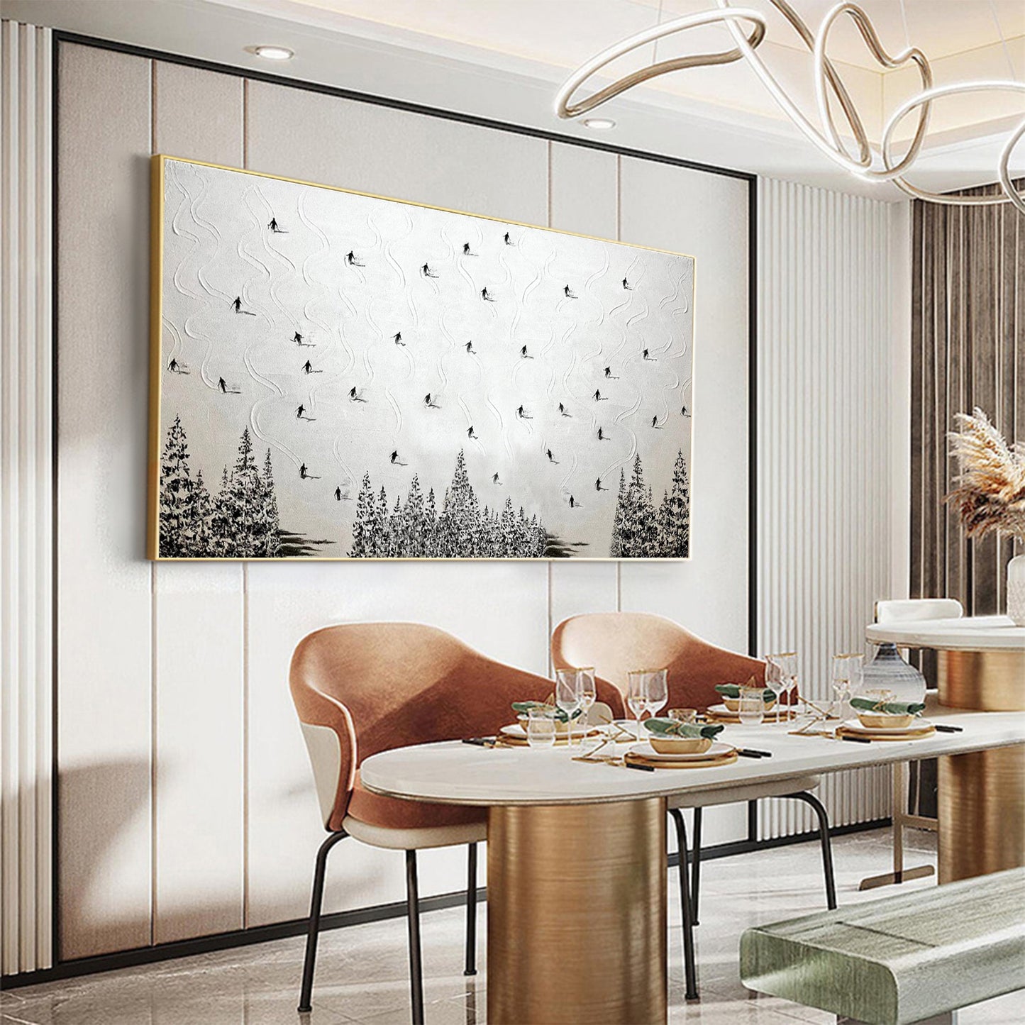 White Abstract Mountain Wall Art