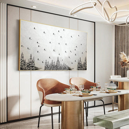 White Abstract Mountain Wall Art