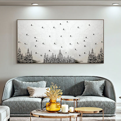White Abstract Mountain Wall Art