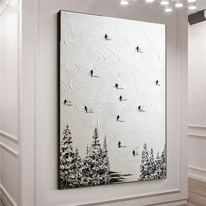 Textured Ski Painting, Snowy Mountain Canvas Art, Winter Decor – White Mountain Wall Art | Abstract Textured Oil Painting, vi