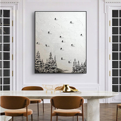 White Abstract Textured Mountain Wall Art
