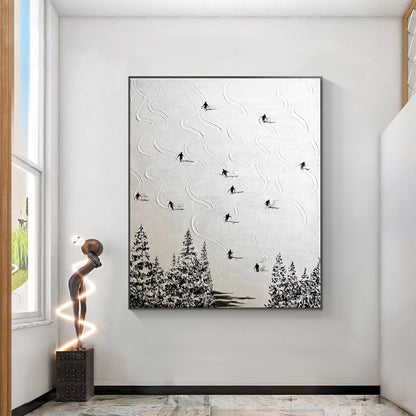 White Abstract Textured Mountain Wall Art