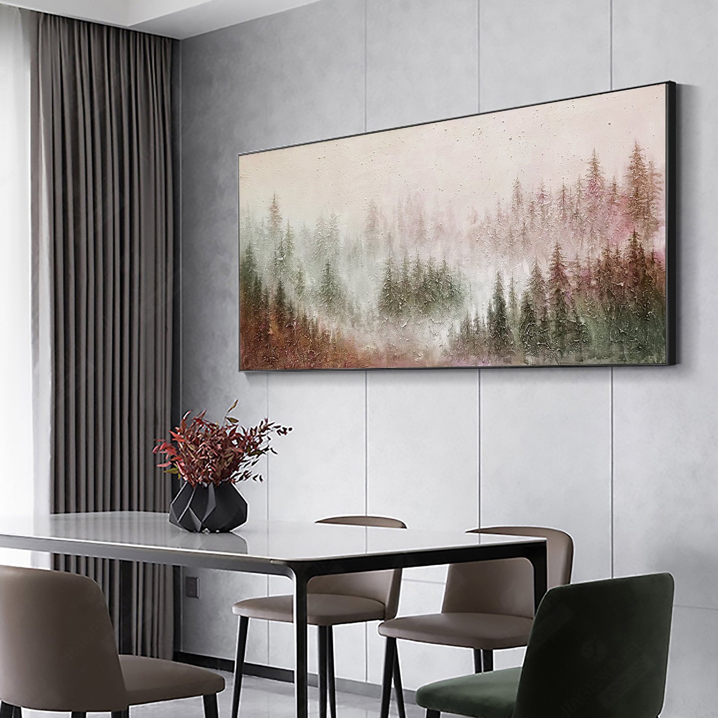 Original – Colorful Forest Tree Wall Art | Abstract Textured Oil Painting, view 5