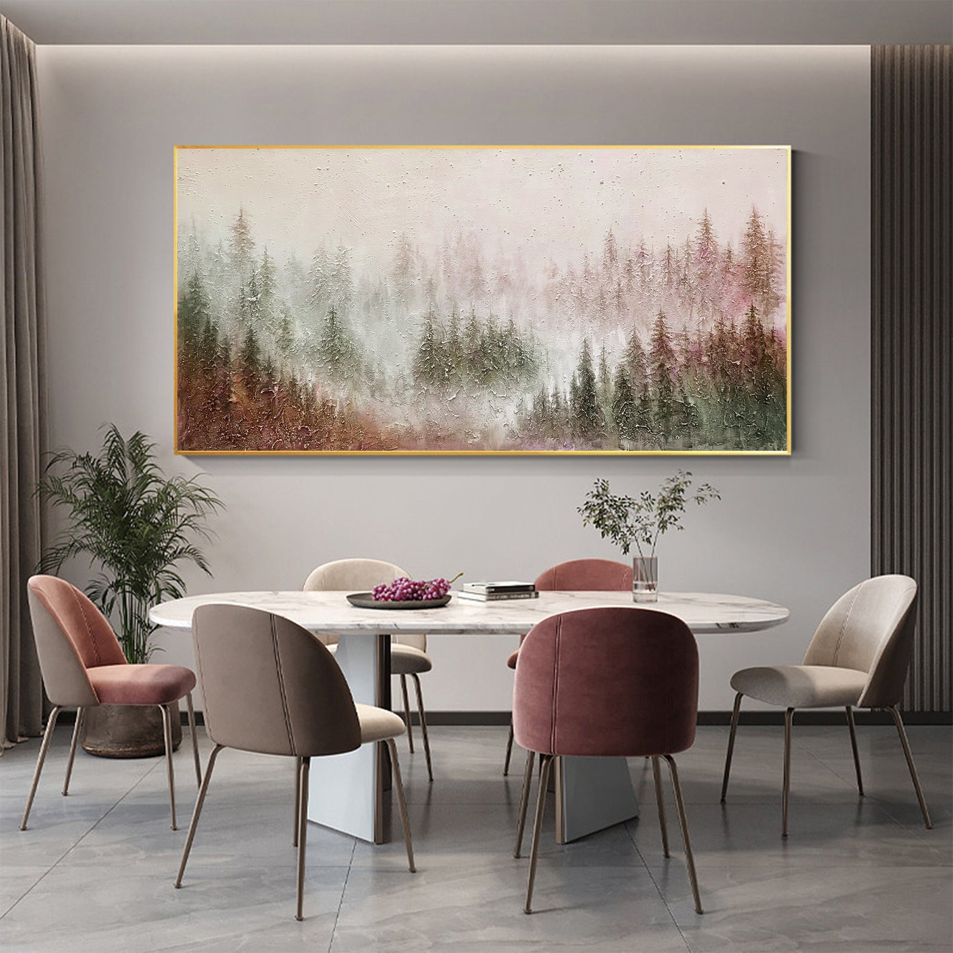 Original – Colorful Forest Tree Wall Art | Abstract Textured Oil Painting, view 4