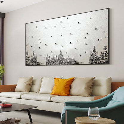 White Abstract Mountain Wall Art